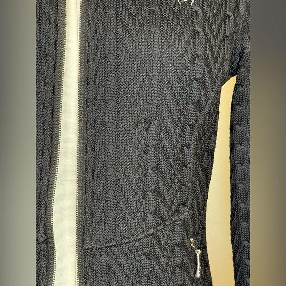 Spyder Black Cable Knit Full Zip Fleece Lined Sweater Jacket Women’s Size XS - Picture 16 of 16